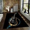 Electric Guitar Pattern Carpet with Black Background and Colorful Glow Suitable for use as an anti-slip for living room bedroom sofas