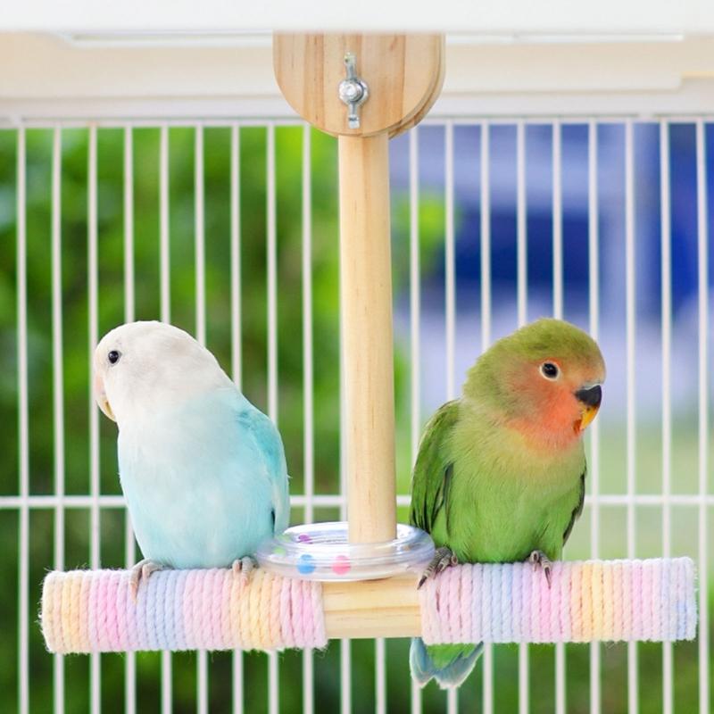 Interactively Parrots Swing Toy Cotton Rope Perches Training Bird Balance Toy For Cage Climbing Exercise Training