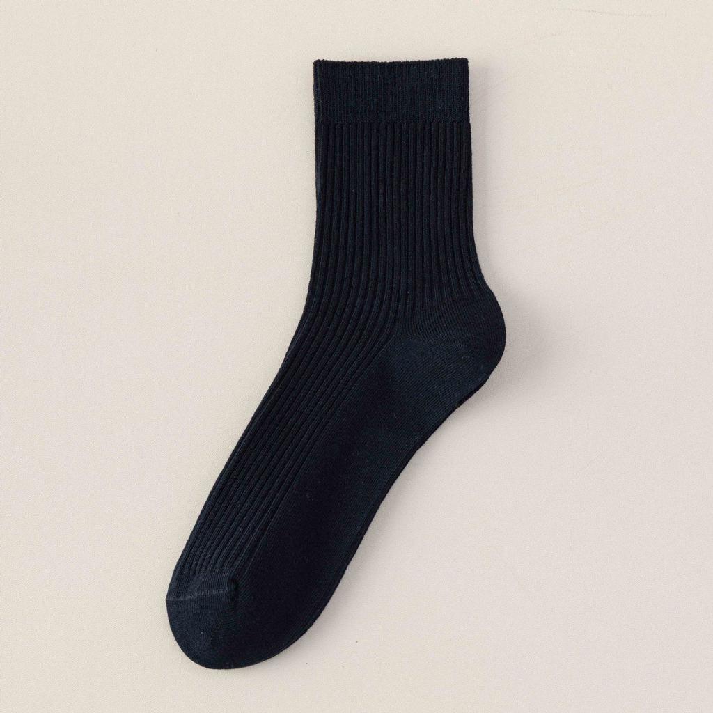 Black Socks Men'S Double-Needle Medium Tube Men'S Socks Sweat-Absorbing Breathable Stockings Formal Suit Business Socks