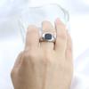 Square Retro Black Rings Silver Black Glass Stone Rings Black Stone Square Ring  Funerals