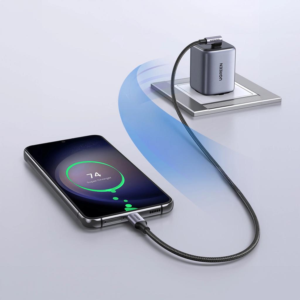 Ugreen Fast Cable Durable Angled Usb-C To Usb-C 0.5M Black