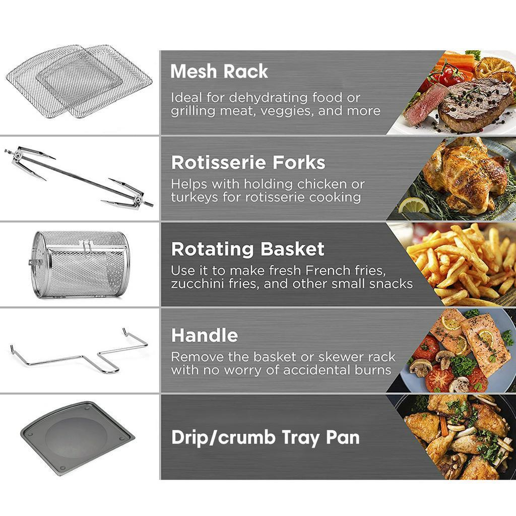 10L Digital Air Fryer Oven 1700W Low Fat Healthy Touch Panel Control Oil Free Black