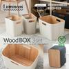 Doshisha Storage Boxes, Eco-Friendly Design Boxes, Set of 3, Large and Small, Canvas and Wood Finish, ESB-BK3P (1 Large Box: 36cm W x 26cm D x 24cm H,