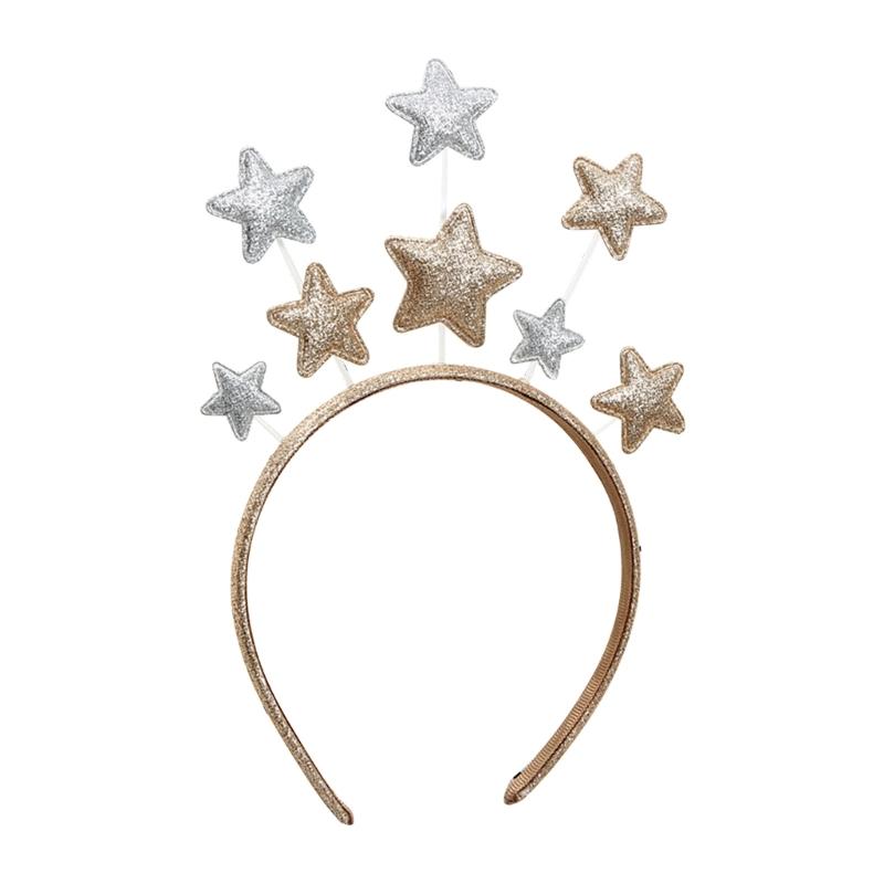 Adult Kids New Year Party Shinning Five-pointed Star Shape Headband Festival Hair Hoop for Performances Unisex Headpiece