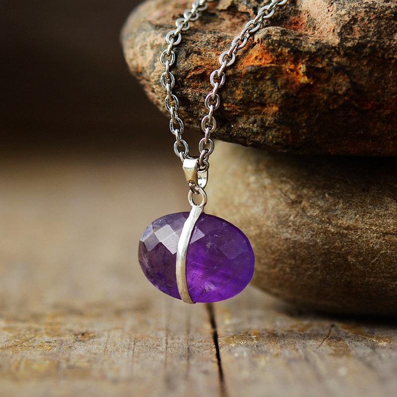High-Quality Elongated Stone Simple And Fashionable Water Drop Pendant Necklace Popular Jewelry Natural Stone Crystal Jewelry