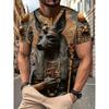 Casual Men T-Shirt 3D Egyptian Pharaoh Anubis Statue Pattern Print Retro Gold Splendor Short Sleeve Crewneck Loose Summer Tee Top Male Clothing