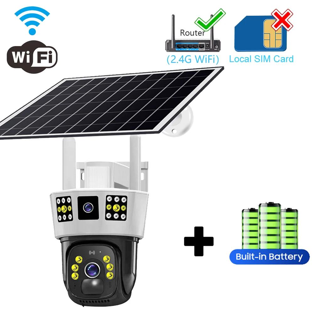 6K 12MP HD Solar Camera 4G SIM Card Wifi Outdoor IP Wireless Security CCTV Surveillance PTZ Night Vision PIR Human Detection Cam