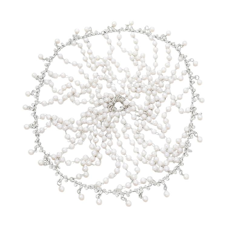 

Fashionable Faux Pearls Hair Chain For Party Night Evening Event Rhinestones Headpiece Cap Women Hair Accessories 1