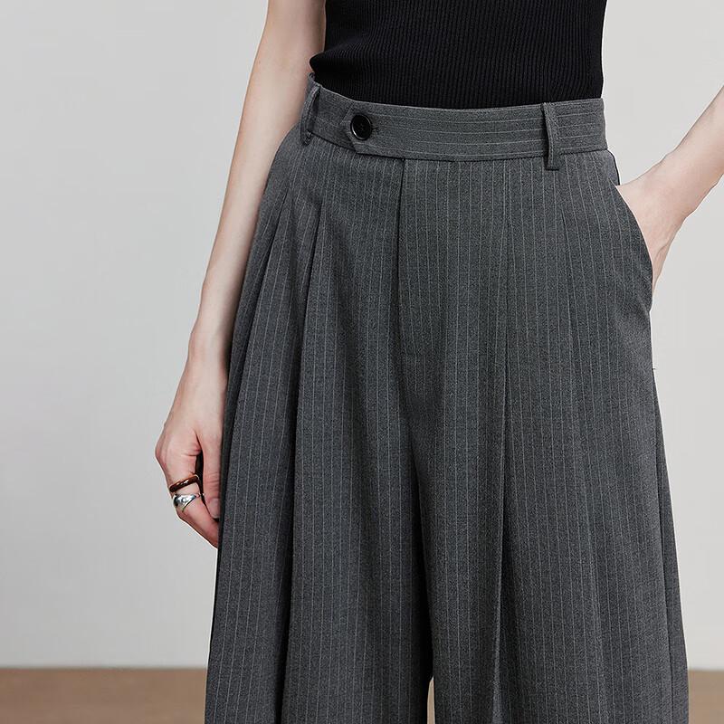 Chuyu Women's High-Waist Striped Wide-Leg Trousers