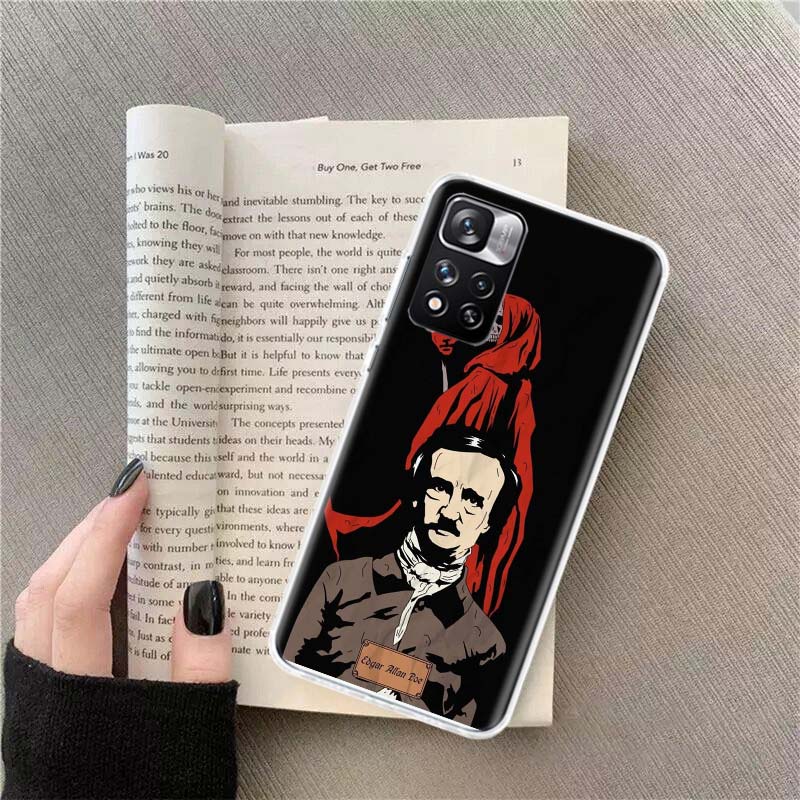 Edgar Allan Poe Phone Case For Redmi Note 13 12 Pro Plus 14 15 Pro 5G 11 11T 11E 11S 10 Pro 10S 9 9S Cover Cell Clear TPU Capa C