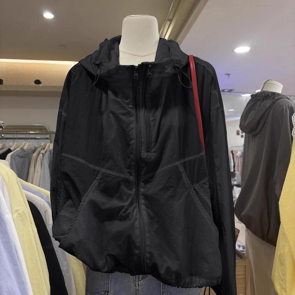 Top Estivo Casual Largo Leggero Protezione Solare Doppia Zip Fibra di Poliestere Manica Lunga Con Cappuccio