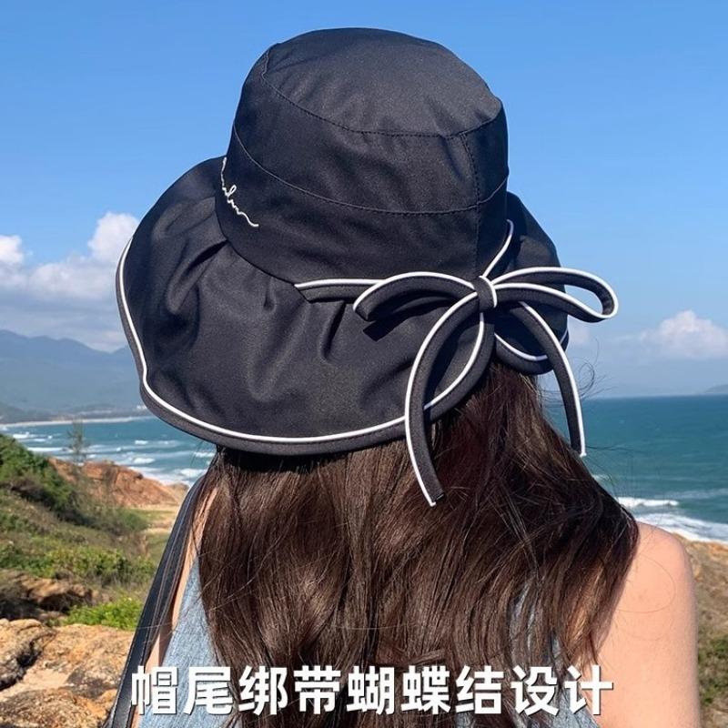 New hat summer women summer vinyl visor sunscreen face bucket hat anti purple line sun hat