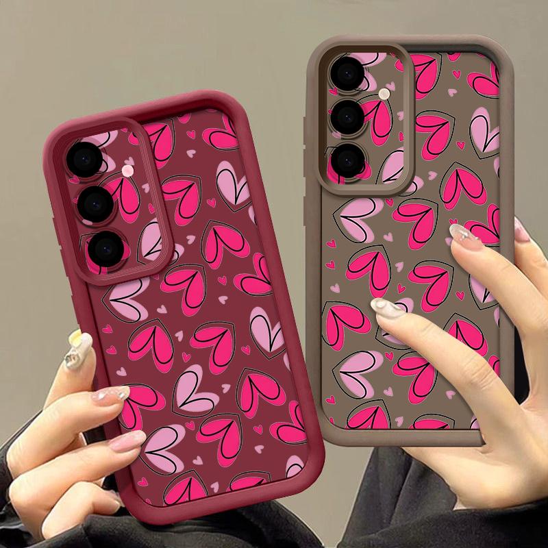 Hand Drawn Heart-shaped Pattern Case For Samsung Galaxy A57 A37 A17 A56 A36 A26 A16 A55 A35 A25 A15 A54 5G S21 FE S22 S23 S24 Plus S25 Edge S26 Ultra