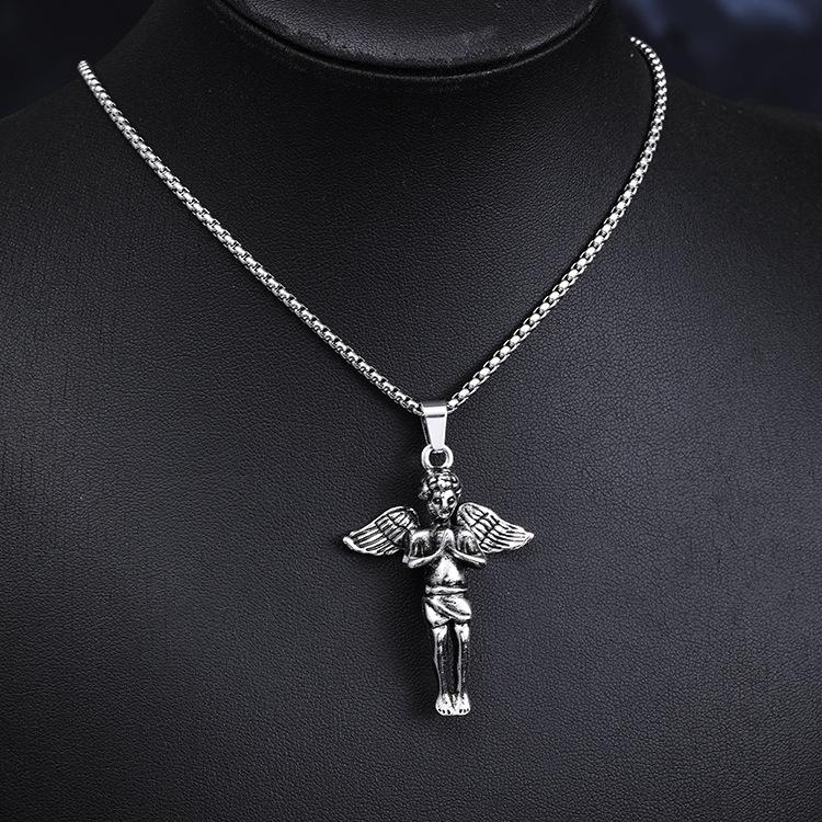 Michael Archangel Hip Hop Punk Titanium Steel Retro Necklace Pendant Necklace