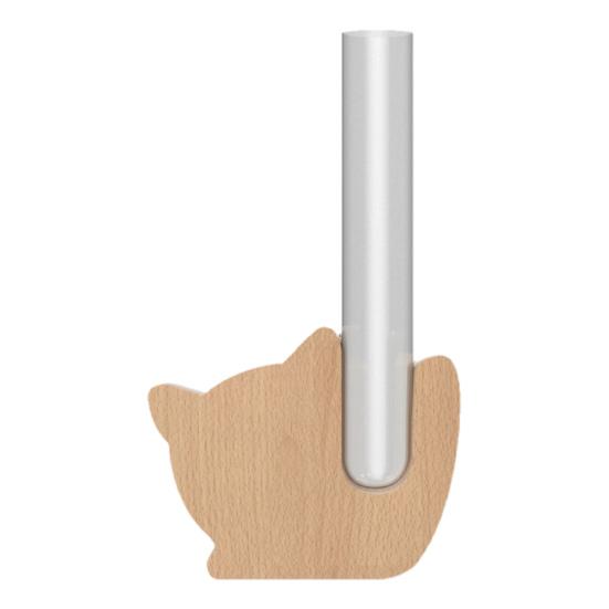 Fridge Magnet Vase Clear Glass Tube Vase with Wooden Base Magnetic Mini Vase for Flowers Herbs Refrigerator Kitchen Decor