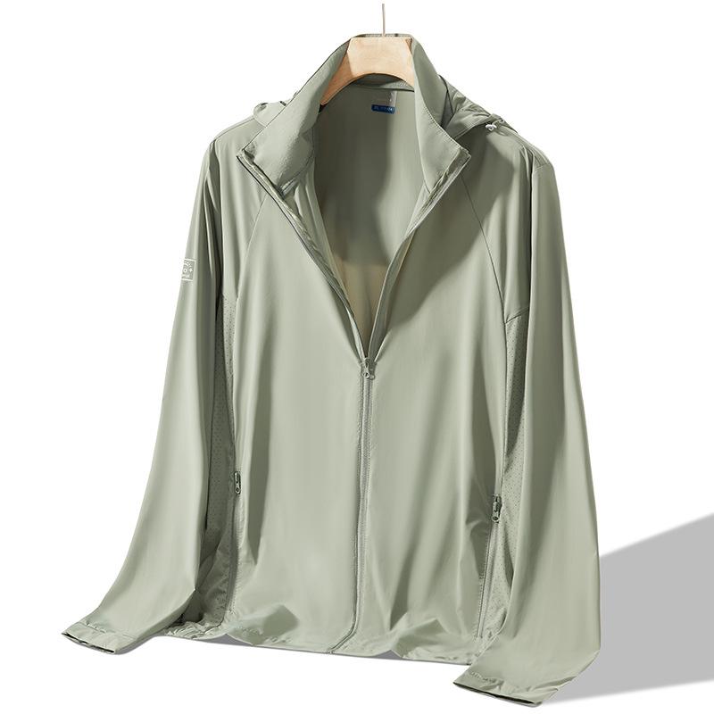 High-Quality Summer UV Protection Ice Silk Hooded Jacket with Stand Collar