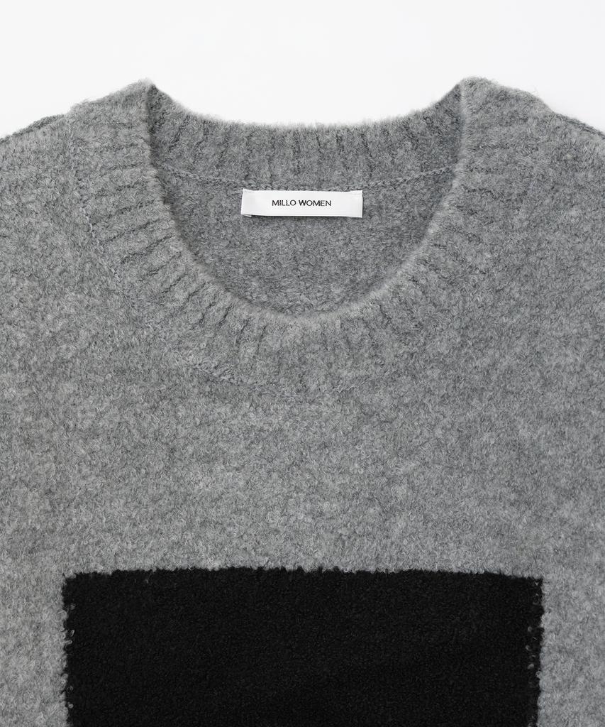 MILLO WOMEN Boucle Square Pullover Knit [Gray]