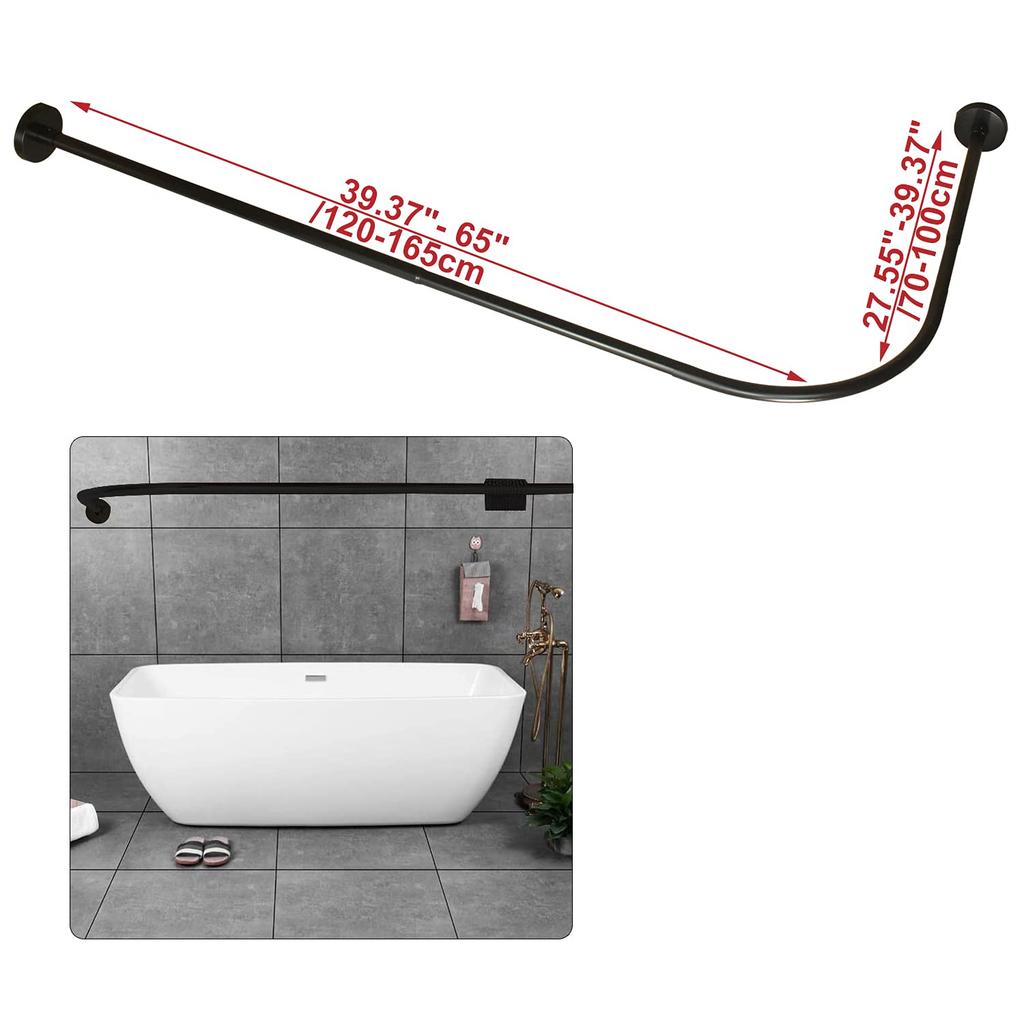 SIKAIQI Curved Shower Curtain X X Stainless Steel Corner Shower Curtain Rod Rod, L-Shaped, 70-100cm 70-100cm / 27.55"-39.37" 27.55"-39.37",