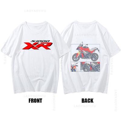 Motorrad S1000Xr Thema 100% Baumwolle für Fahrer Motorradfans Sommer Mode Herren Rundhals T-Shirt Hipster Männliches T-Shirt Streetwear Oberteil