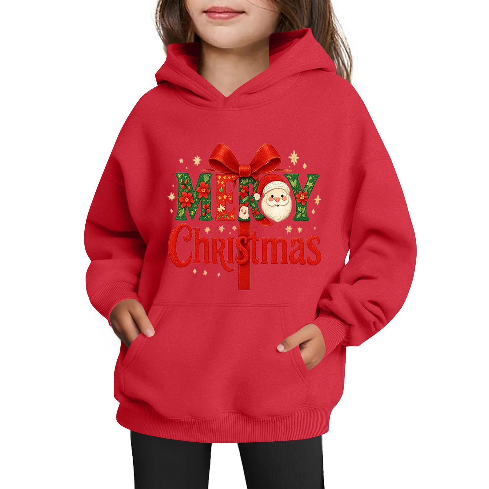 

Sweatshirts For Teen Girls Hoodies Long Sleeve Drawstring Pullover Cute Printed Oversized Hoodie Christmas 150 червоний