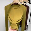 Camicia con fondo modale femminile autunno e inverno Girocollo nero Camicetta interna alla moda a maniche lunghe Top sottili