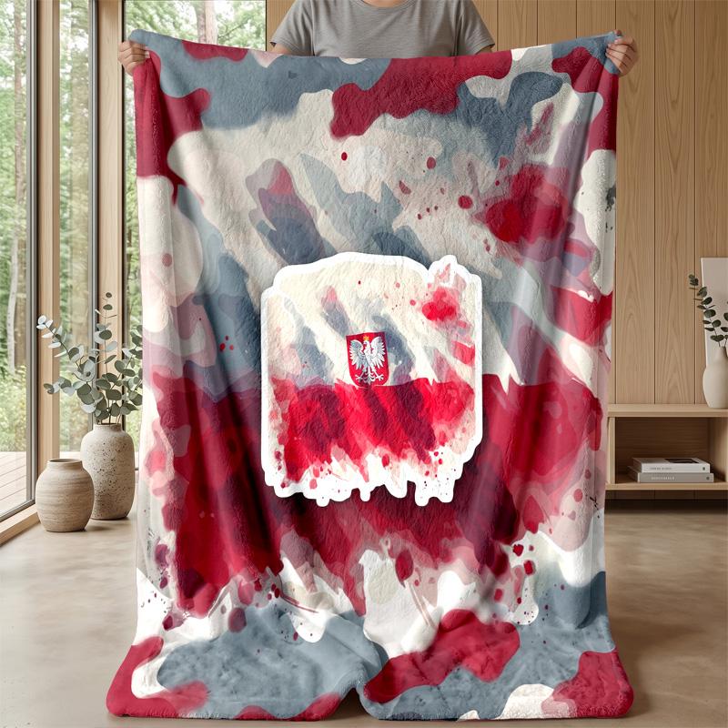 Poland Football Printed Flannel Blanket Skin Friendly Warm Decorative Throw for Indoor Couch Bed Daily Use