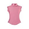 Women's Mock Neck Cap Sleeve Tank Top Slim Fit Y2K Solid Curved Hem Cotton Blend Cami Top
