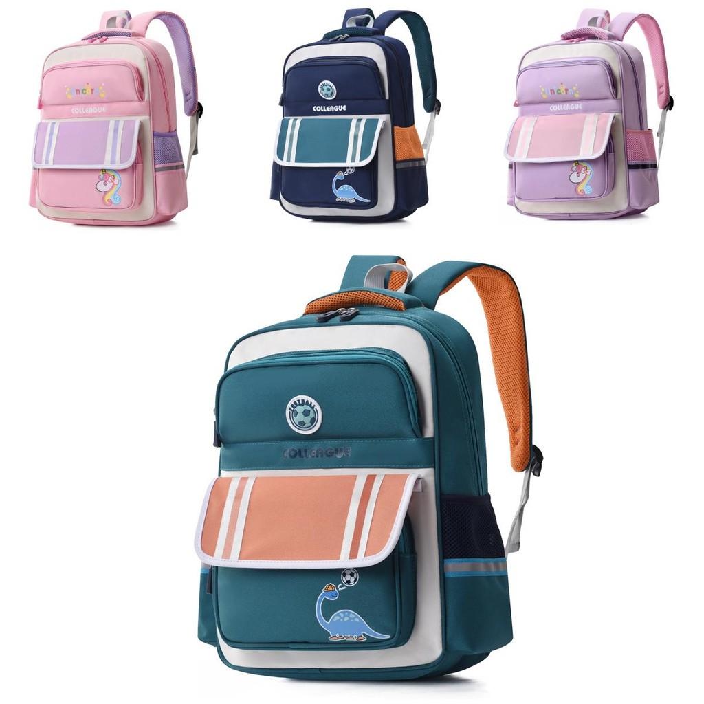 Versatile Unisex Cartoon Animal Print Backpack For Elementary Students With Comfortable Curved Shoulder Straps