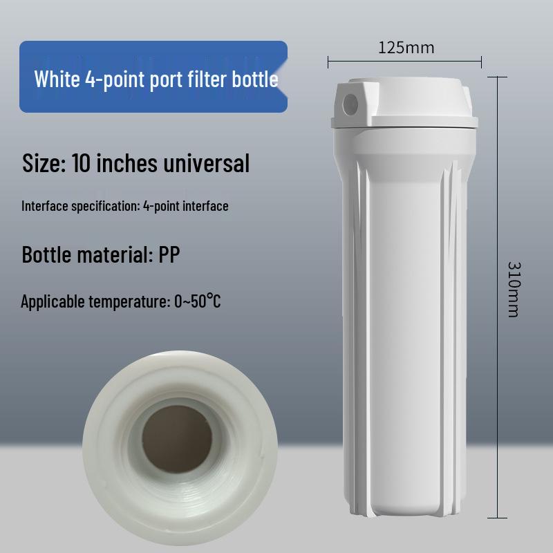10-inch Transparent Explosion-Proof Water Purifier Filter Housing with PP Cotton Filter, Available in 2/3/4 Inch Ports.
