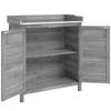Garden Cabinet with Potting Table, Wooden Tool Shed with Galvanized Worktop, 2 Shelves, Grey
