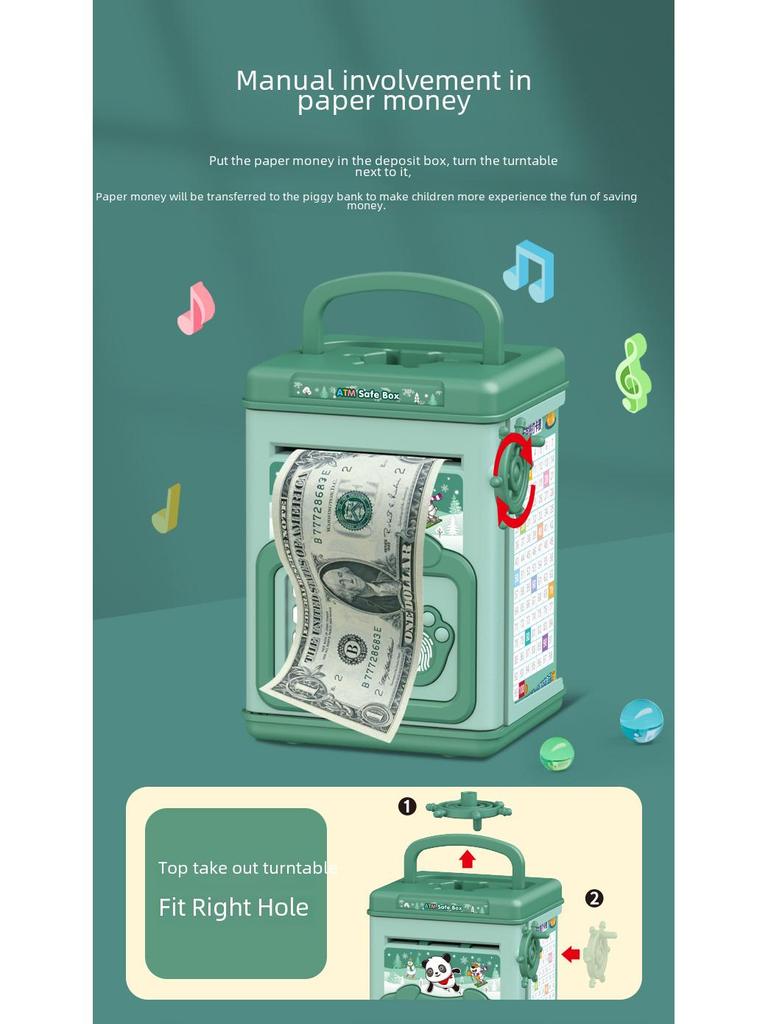 Large Capacity Fingerprint Piggy Bank for Kids - Automatic Money Roll & Birthday Gift