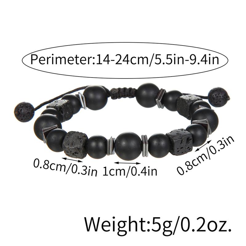 Adjustable Square Volcano Lava Stone Bracelet For Man Trendy Black Glass Beaded Bracelet Men Jewelry Gifts