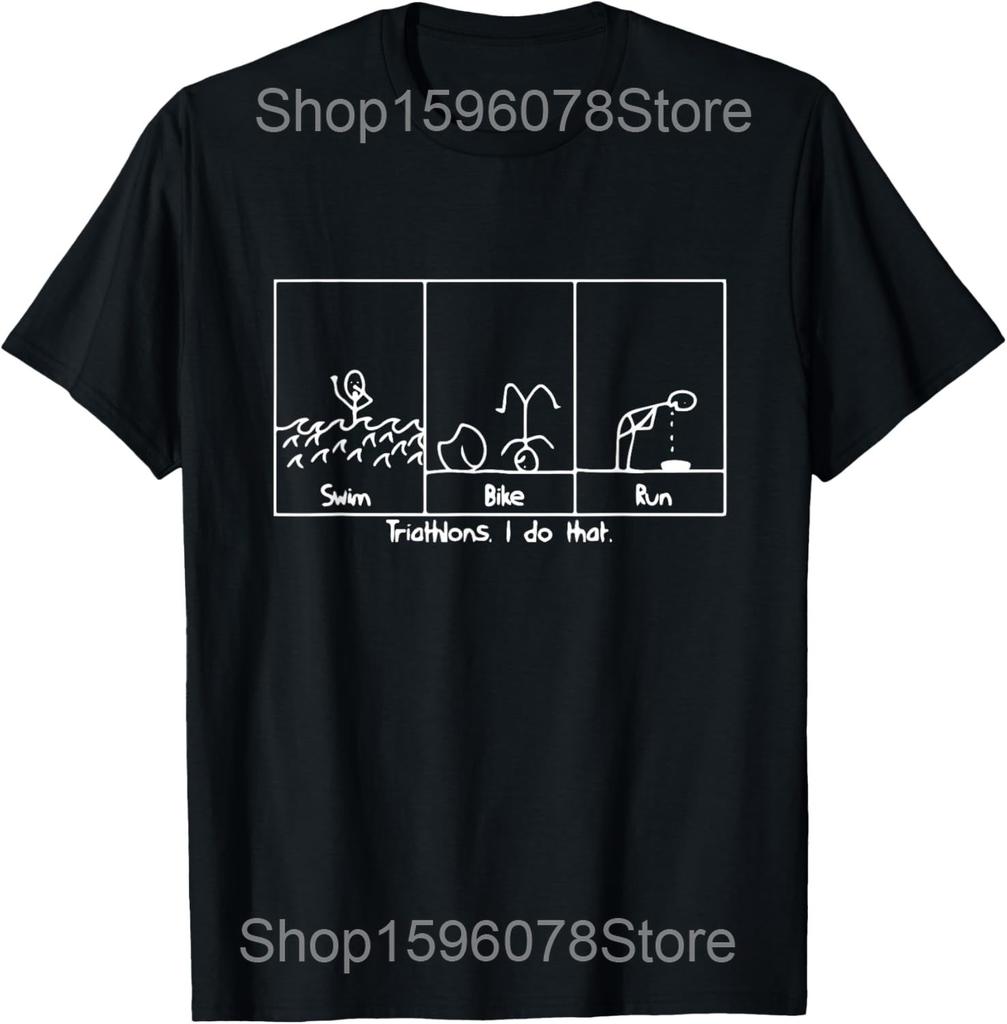 6 Stages Of Triathlon Athlete Running Swimming Bicycling T Shirts Unisex Streetwear Tee Shirt Short Sleeve Unisex Loose Clothing