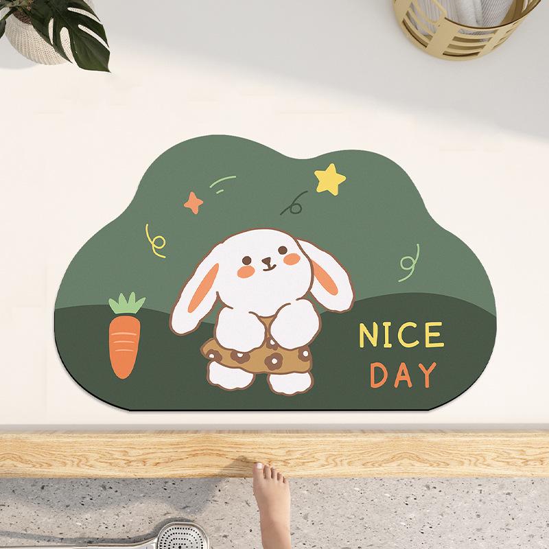 Panda Cartoon Rutschfeste Saugfähige Kieselgur Badezimmer Türvorlegematte