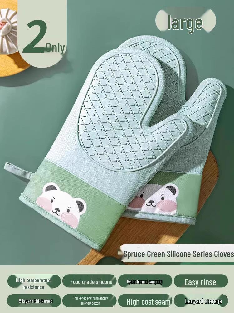 High-Temperature Resistant Silicone Oven Gloves - Non-Slip, Anti-Scald for Baking and Steaming