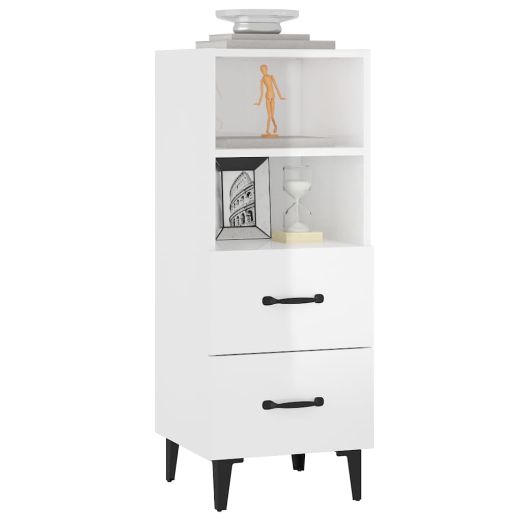 Sideboard High Gloss White 34.5 x 34 x 90 cm Engineered Wood