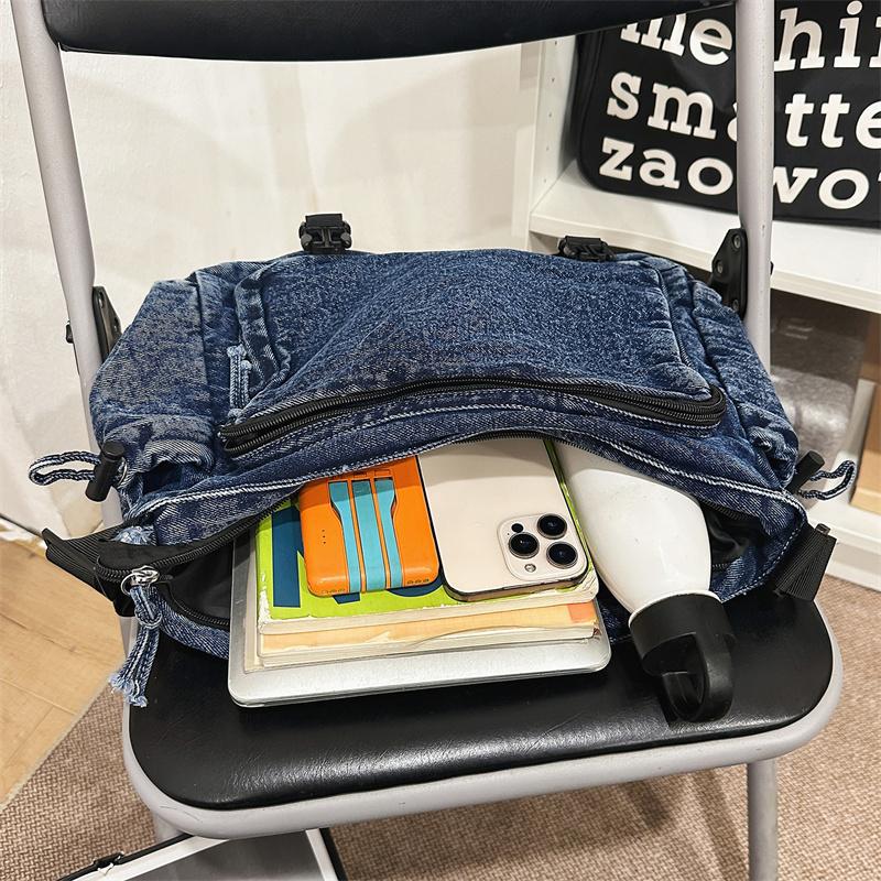 Vintage Denim Bag Women's Crossbody Bag Large Capacity Shoulder Bag