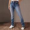 Women's Elastic High Waist Washed Denim Casual Pants