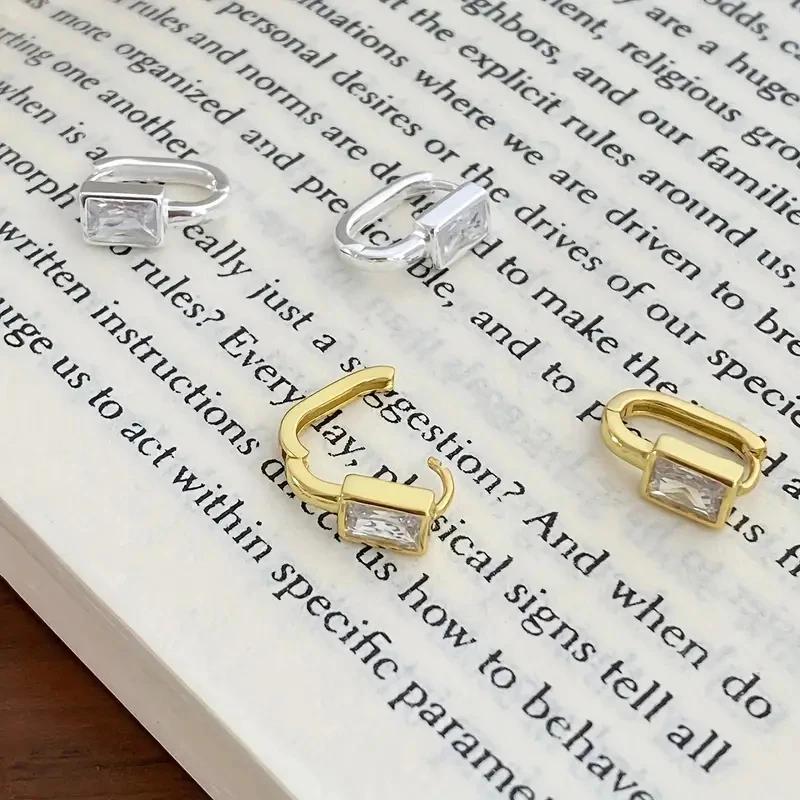 CAOSHI Stylish Lady Hoop Earrings with Bright Zirconia Gold Color/Silver Color Jewelry Fashion Lady Daily Wearable Accessories
