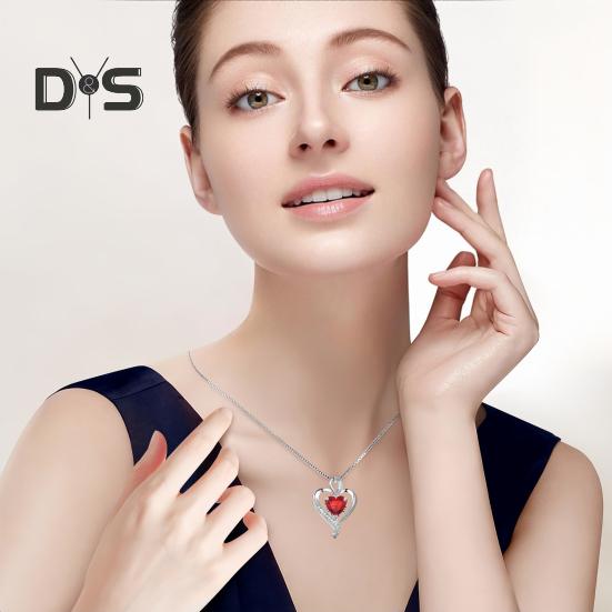 Heart Necklace Cubic Zirconia Love Heart Pendant Necklace Birthday Valentine's Day Mother's Day Jewelry Gift for Women