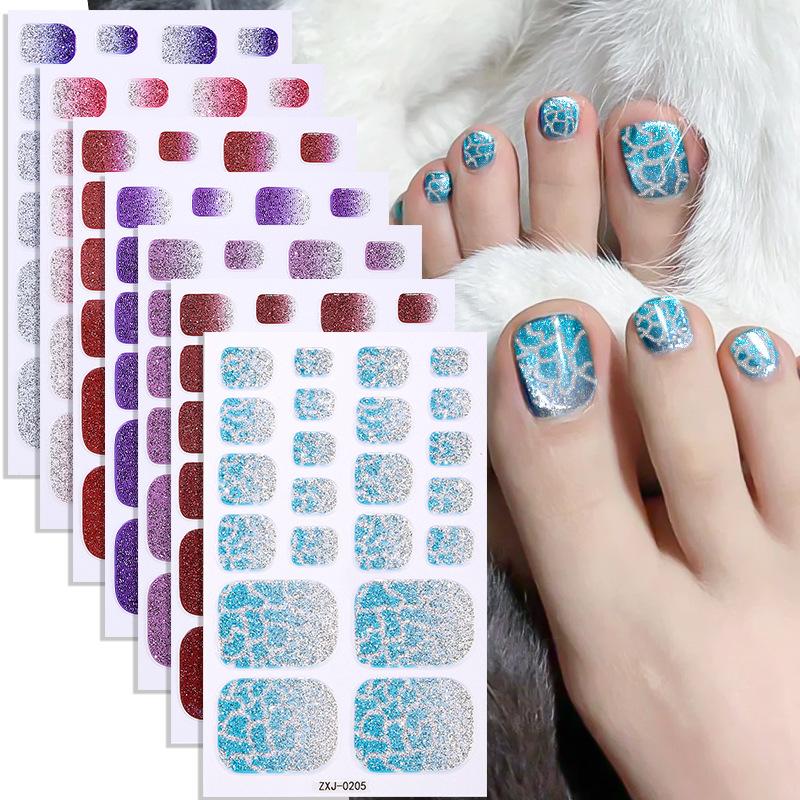 New Summer Glossy Pink Gradient Toenail Stickers, Perfect for Beachy Girls, Trending Nail Art Stickers.