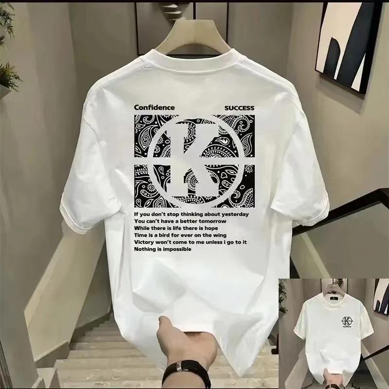 Pánské bavlněné tričko s potiskem písmen Nadměrné Volné Streetové oblečení Ležérní móda Top s krátkým rukávem Letní móda Pánská trička