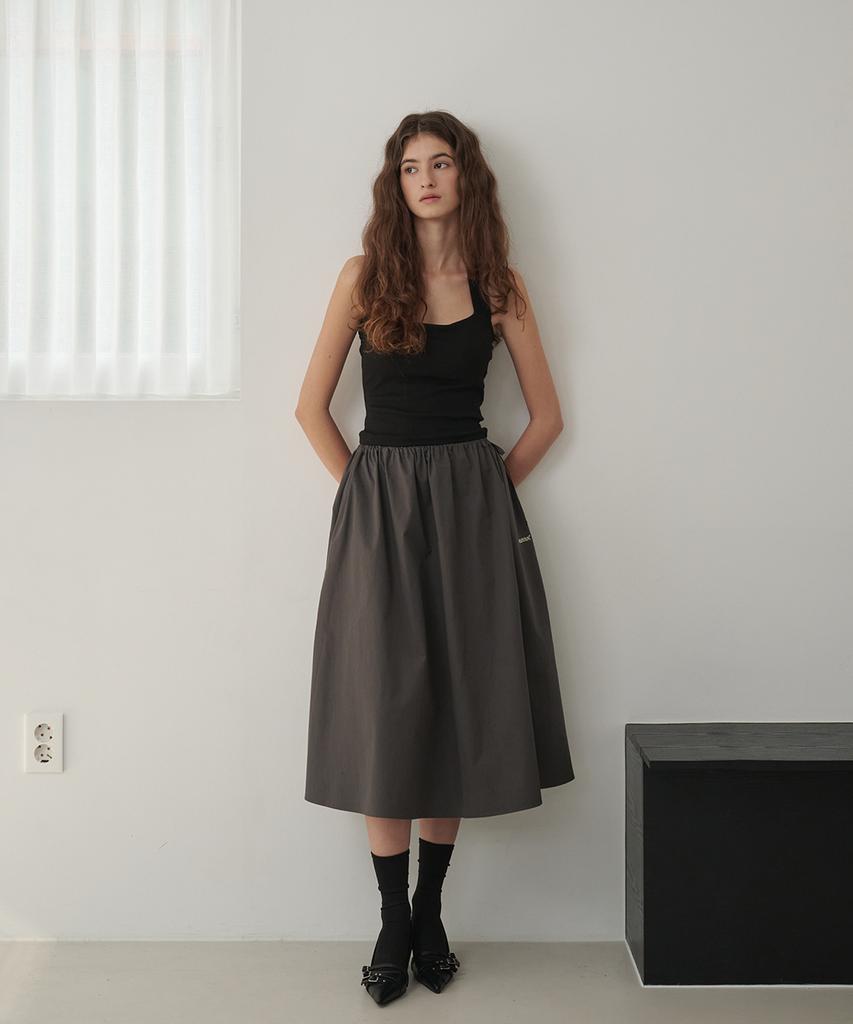 Marot Cotton String Midi Skirt_Charcoal