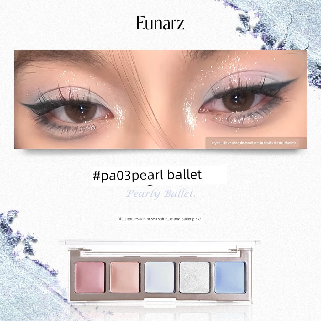 Eunarz Five-Color Eyeshadow Palette Green Blue Matte Makeup Earth Tones Pink Pearlescent Glitter Niche Orange Brown