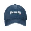 Motorradclub Benellis Trucker-Kappe Zubehör Vintage verwaschene Jeans Dad-Kappe Casquette Für Unisex-Stil Verstellbar