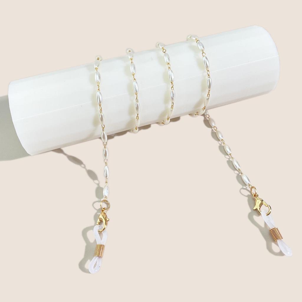 Dámský přeshraniční módní kovový měděný náhrdelník s řetízkem z rýžových zrn a šňůrka na brýle/masku