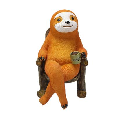 Sloth Rocking Chair Statue Lifelike Waterproof Resin Sloth Sculpture Animal Figurine Ornament for