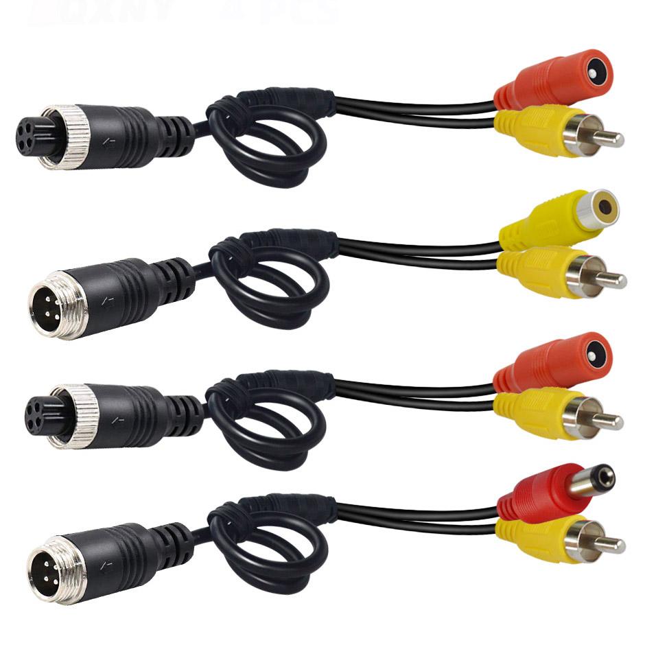 QXNY 4Pin Aviation Head Male/Female to RCA AV/Female DC Multiple Cable Plug Adapter Converter For Car Rear Camera Monitor