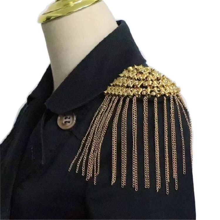 Decorative Shoulder Accents With Alloy Fringe For Dress Uniforms And Performances Costumes