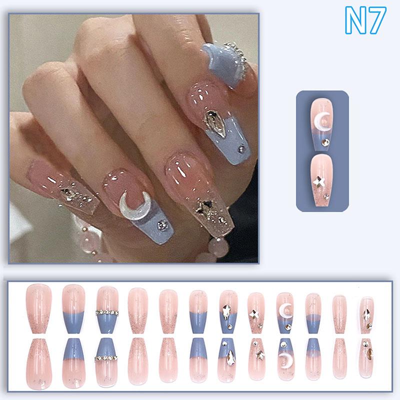 

Простые квадратные накладные ногти Короткие французские накладные ногти Накладные цветы Алмазный дизайн Полное покрытие Типсы Маникюрные инструменты N8